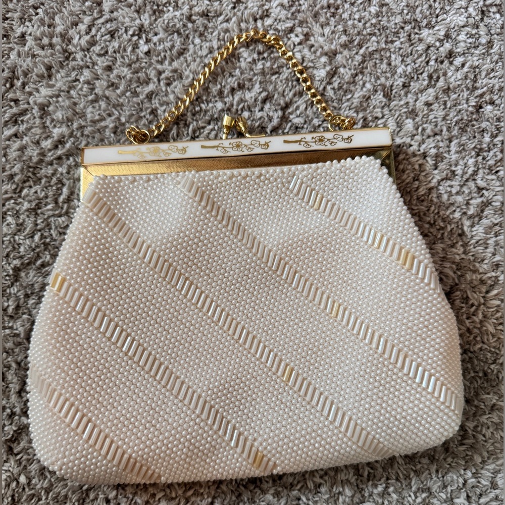 Vintage gold and cream beaded Purse